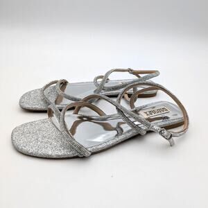 Badgley Mischka Collection Ivie Ankle Strap Sandals Womens Silver Sz US8M EU38.5